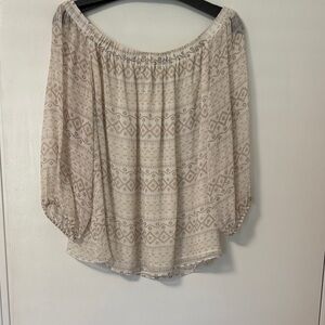 Cato Beige and Cream Off-Shoulder Boho Blouse